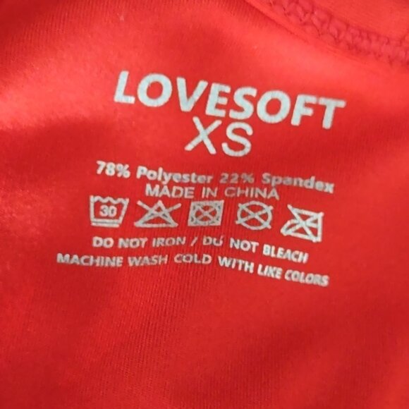 Love Soft Jumpsuit Womens Sz XS Red Yoga Athletic Move Stretch Poly Spandex Flaw - Picture 13 of 13